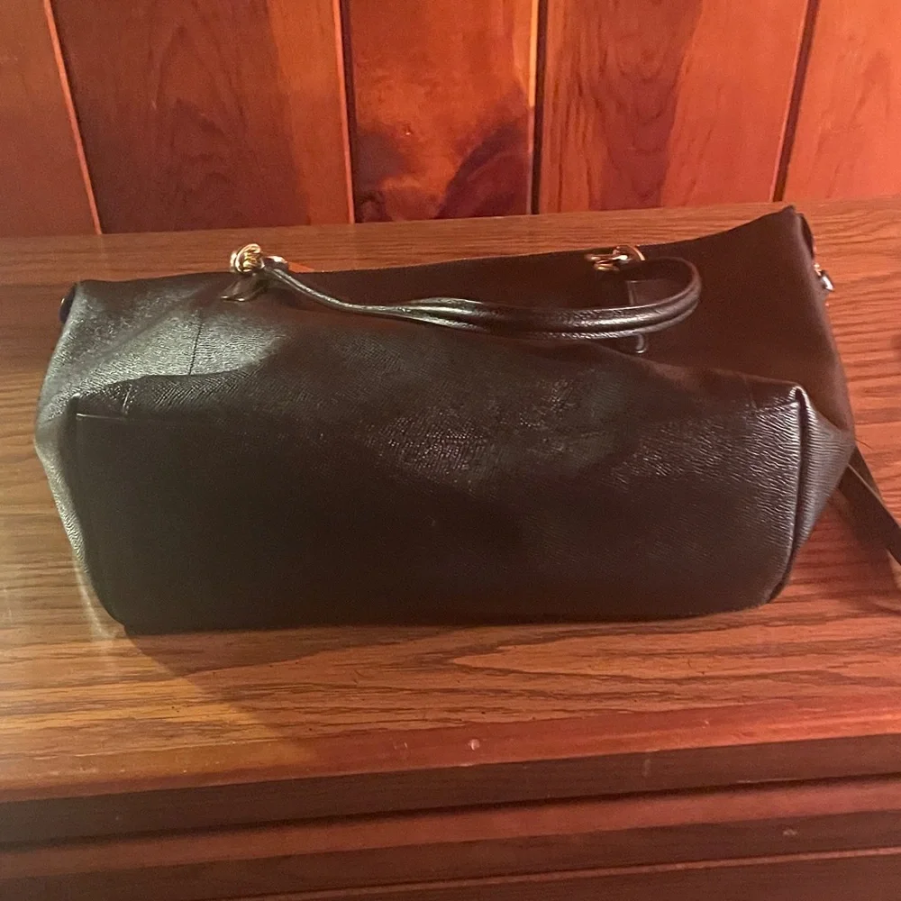 Coach Black Leather Tote with Gold-Tone Hardware - Picture 8 of 16